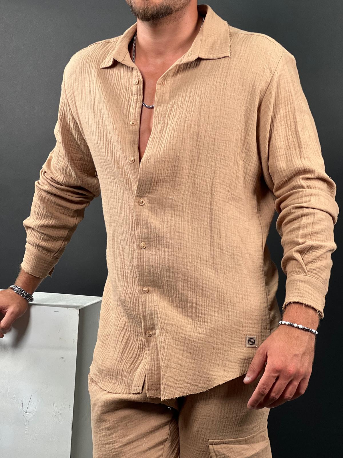 Soft linen button-up shirt with long sleeves, Soliton collection