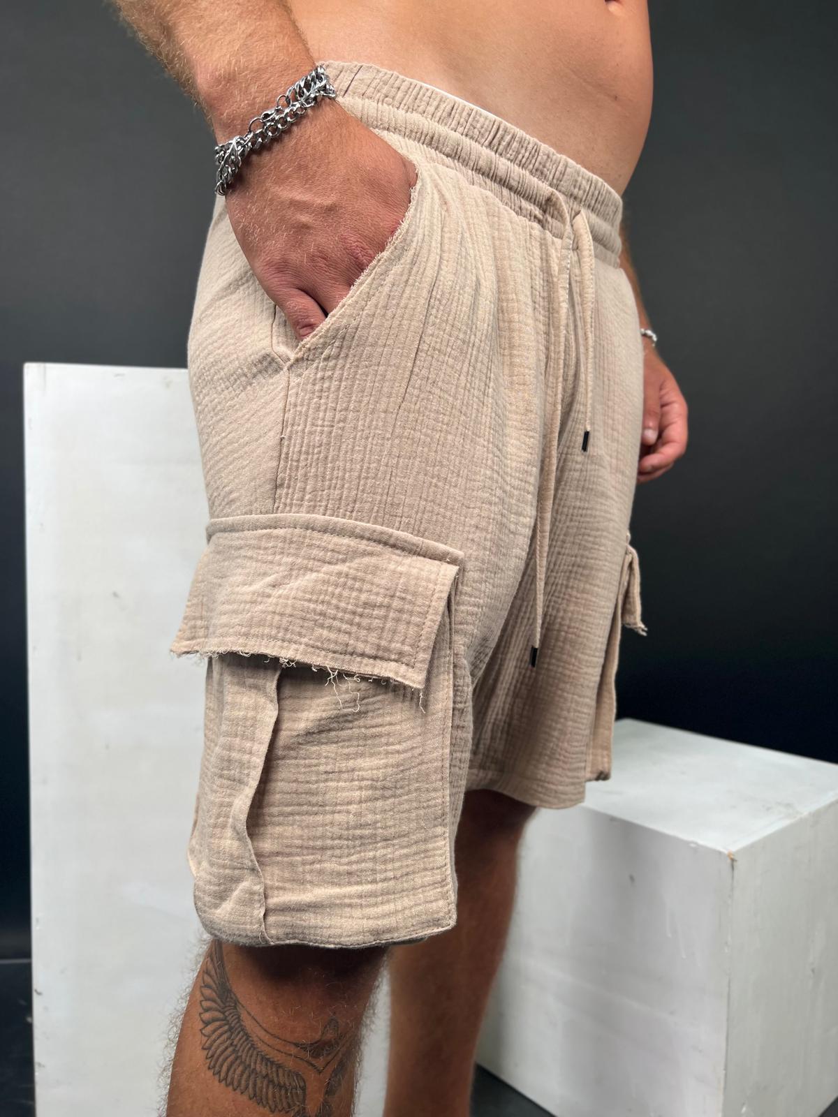 Cargo Short linen for men from the Soliton Collection.