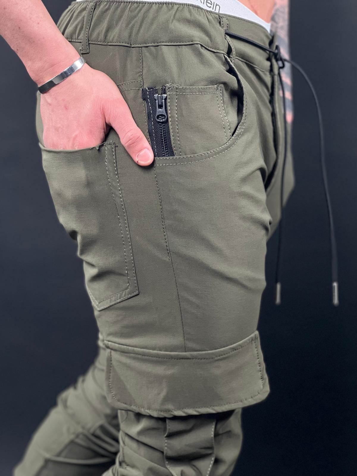 Men's Parachute Cargo Pants with Zippered Pockets and Elastic Cuffs MODEL-SW63